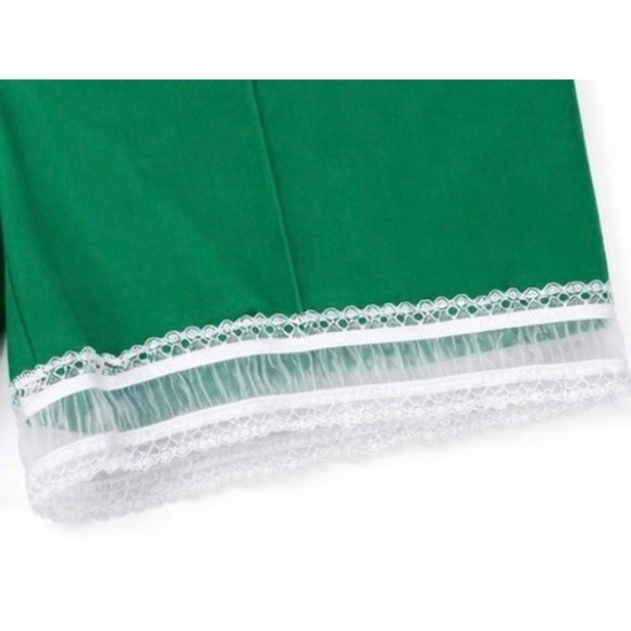 Emerald Green Lace Trim Tailored Shorts Designer Made In Italy SOI Studio S/M - Picture 7 of 8